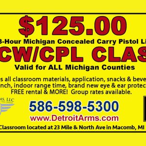 1-Day Michigan Concealed Carry CCW/CPL Class